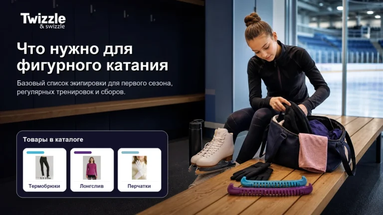 Фигуристка собирает базовый комплект для катка: одежда, перчатки и чехлы Twizzle